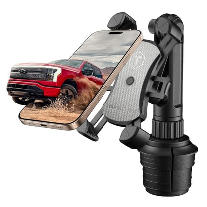ToughTested Cup Holder Phone Mount, Heavy Duty Boom Arm, Adjustable Grip