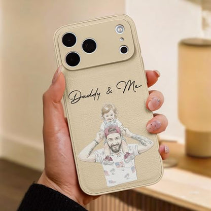 Just A Dad & His Kids Watercolor Style for Dad, Husband - Personalized Phone Case Custom Picture Cover