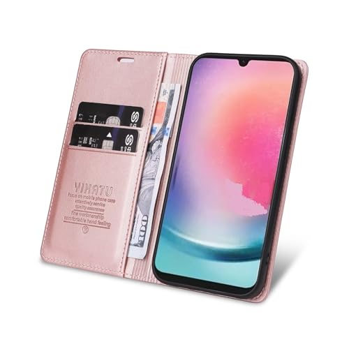 Compatible with Samsung Galaxy A25 Wallet Case PU Leather Flip Folio Case with Card Holder Magnetic Closure Shockproof Protective Phone Cover Rose Gold - color: Rose Gold, size: Samsung A25