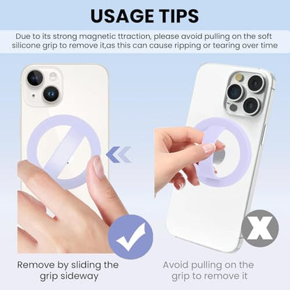 Magnetic Silicone Ring Grip Phone Holder, Loop Grip Phone Holder，Phone Grip - color: Purple