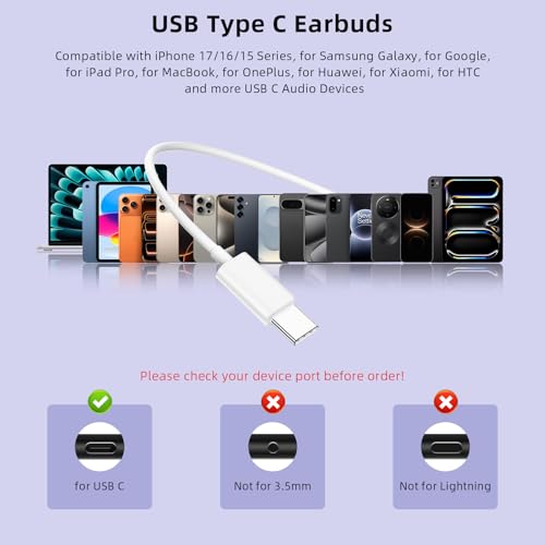 APETOO USB C Open-Ear Headphones with Earhook Mic & Volume Control White - color: White