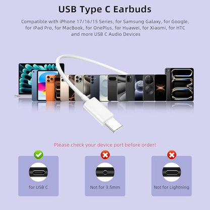 APETOO USB C Open-Ear Headphones with Earhook Mic & Volume Control White - color: White