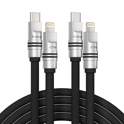 Hichain 2Pack Chubby Lightning Cable 27W Fast Charging USB C to Lightning Cable for iPhone iPad 4FT Black Silicone USB C Cable Compatible with iPhone 14 13 12 11 X 8 Series & iPad - color: Black, size: 4FT