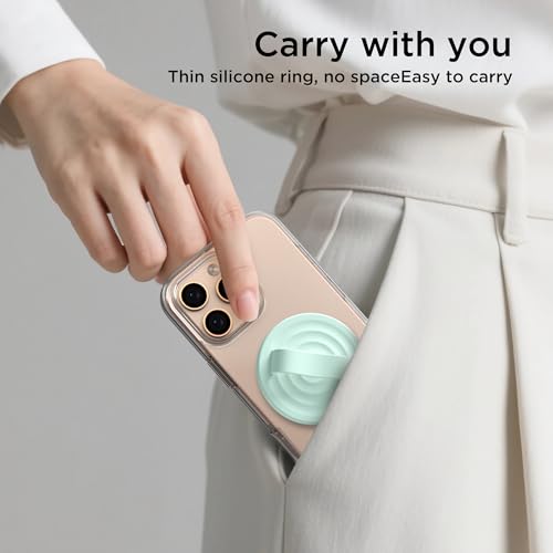 Magnetic Phone Grip for MagSafe, Silicone Ring Grip, Mint Green - color: Mint Green