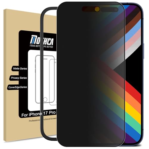 Mothca Matte Privacy Screen Protector for iPhone 17 Pro [6.3 inch] with Easy Installation Tool, Anti Spy Anti Glare Full Coverage Tempered Glass Film, Anti-Fingerprint, Case Friendly Smooth as Silk