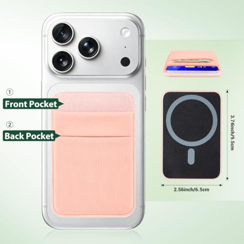 takyu Wallet Compatible with Magsafe, Elastic Cloth Fabric 2600Gs Secure Magnetic Strength Minimalist Phone Credit Card Holder Compatible with iPhone 17 16 15 14 13 12 Series Case - color: Light-pink