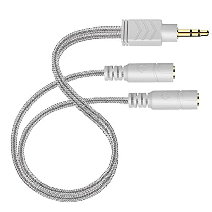 DUKABEL Headphone Splitter, 3.5mm Stereo 2-Way Audio Cable - 20CM / Gray - color: Shinning Silver, size: 9.8 inch / 25 cm