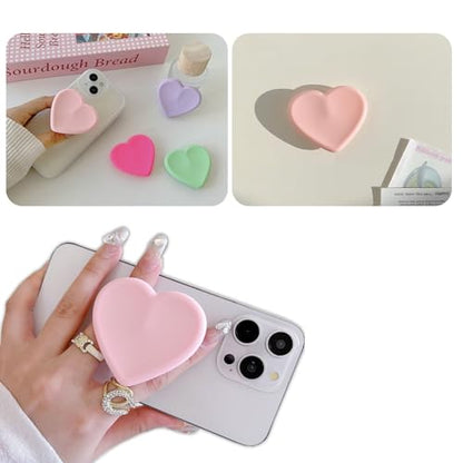 2PCS Heart-Shaped Silicone Mobile Phone Grip Stand,Vilbocr Collapsible Cellphone Finger Grip Holder for Smartphone Tablet Cell Phone Accessory (Black) - color: Black