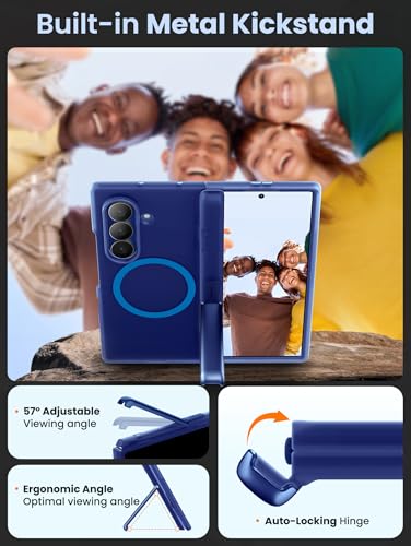 i-Blason for Samsung Galaxy Z Fold 7 Case MagSafe with Stand [9H+ Tempered Glass Screen Protector] [Hinge Protection] Wireless Charging Full-Body Protective Kickstand Case for Z Fold 7, Blue - color: Blue