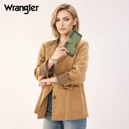 X Wrangler Wallets Women Minimalist Wristlet Wallets, Card Cases & Money Organizers Wallet Bifold with Phone Pocket - color: Green