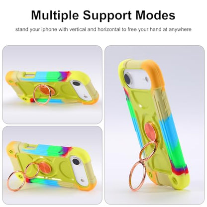 MARKILL Compatible with iPhone Air Case 6.5 Inch 2025 with 360 Degree Rotate Ring Stand, Military Grade Drop Protection Full Body Rugged Protective Case Kids - color: Rainbow Green, size: iPhone Air 6.5"