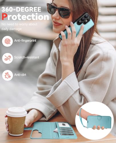 OCASE for Samsung Galaxy S26 Ultra Detachable Wallet Case with Card Holder, [2 in 1] PU Leather Flip Folio Case with RFID Blocking Stand Wrist Strap Shockproof Phone Cover 2026, Ice Blue - color: Ice Blue, size: Samsung Galaxy S26 Ultra