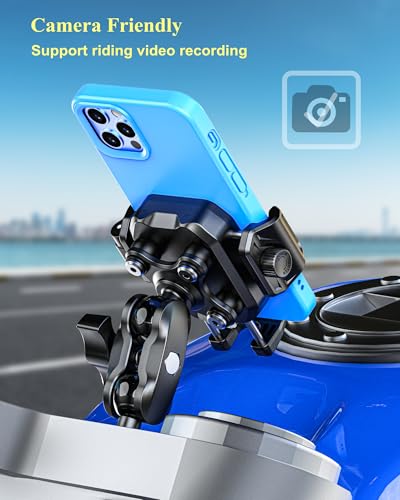 BRCOVAN Anti-Theft Motorcycle Fork Stem Phone Mount with Vibration Dampener