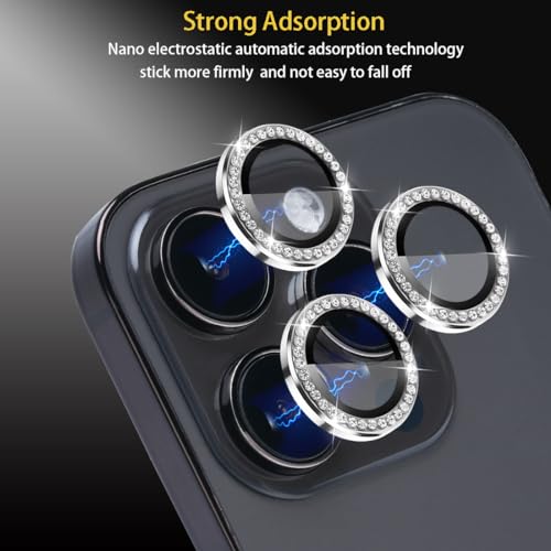 Camera Lens Protector for iPhone 15 Pro/15 Pro Max, Diamond Silver - color: Diamond Silver