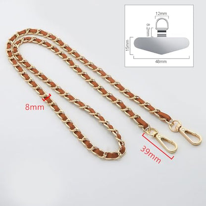 TENOC Universal Metal Phone Wrist Strap/Crossbody Chain - color: C-brown