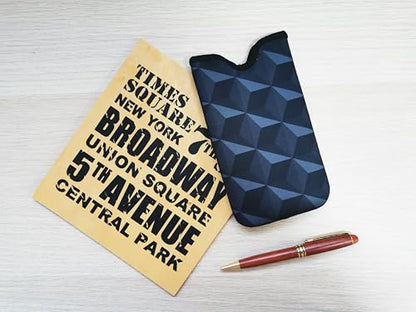 Tainada Neck Phone Holder Pouch w/Belt Loop (Black Geometric Pattern) - color: Black Geometric Pattern