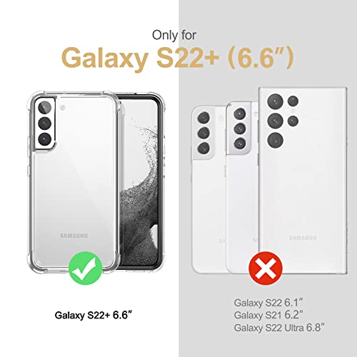 SURITCH for Samsung Galaxy S22+ Plus Clear Case 6.6" (Only), [Built-in Screen Protector] Full Body Protective Hard Shell+Soft TPU Phone Case for Samsung S22 Plus -(Black Edge) - color: Black Edge