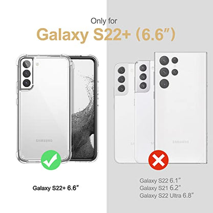 SURITCH for Samsung Galaxy S22+ Plus Clear Case 6.6" (Only), [Built-in Screen Protector] Full Body Protective Hard Shell+Soft TPU Phone Case for Samsung S22 Plus -(Black Edge) - color: Black Edge