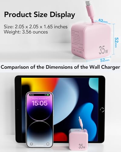 35W Retractable Wall Charger with Retractable Lightening Cables for iPhone