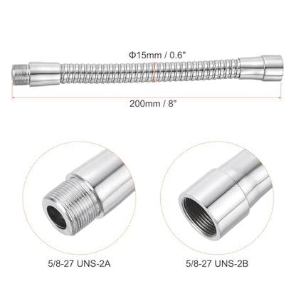 PATIKIL 8" Microphone Gooseneck, 5/8"-27 Thread Metal Universal Hose Flexible Arm Gooseneck Tube Extension for Multifunction DIY, Silver Tone - color: Silver Tone, size: 8"