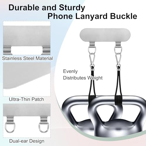 uxcell Double Ear Stainless Steel Clip Phone Lanyard Tab Ultra-Thin Phone - color: Gray