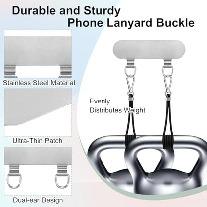 uxcell Double Ear Stainless Steel Clip Phone Lanyard Tab Ultra-Thin Phone - color: Gray