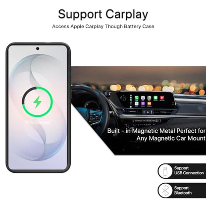 Battery Case for Galaxy S26 Plus,Upgraded 12000mAh High Capacity Rechargeable Portable Protective Extended Charger Case Wireless Charging Compatible with s26 plus (6.7 inch) Charging Case & Carplay - size: Galaxy S26 Plus
