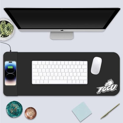 OTM Essentials Florida Gulf Coast University Classic Wireless Charging Cloth Desk Mat, Durable Office Supplies, Non-Slip Base, Quick Charging Wireless Desk Pad, Black - size: Classic- Charging, style: Florida Gulf Coast University