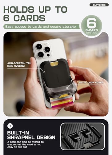 SUPCASE for MagSafe Wallet with Stand, Hold 6 Cards, Carbon Black - color: Carbon Black