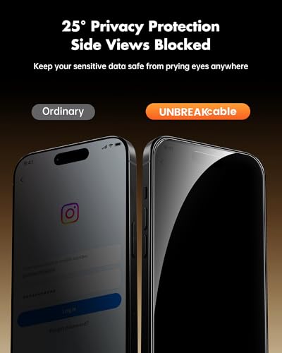 UNBREAKcable Privacy Screen Protector for iPhone 15 Plus - 3 Pack - size: iPhone 15 Plus