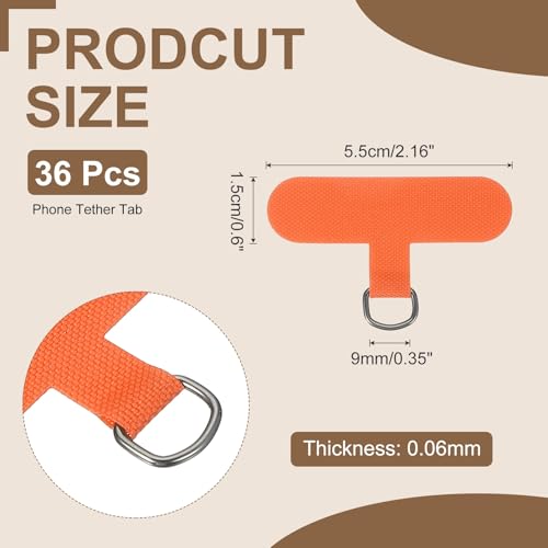 uxcell 36pcs Phone Tether Tab, Universal Phone Lanyard Patch T Shape Cell Phones Strap Replacement Part for Most Smartphone Cases, Orange - color: Orange