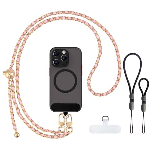 Phone Crossbody Chain, Universal Crossbody Patch Phone Lanyards, AdjustableMultifuctional Compatible with Most Smartphones, Phone lanyard, Anti theft（adjustable-pink） - color: Adjust-pink