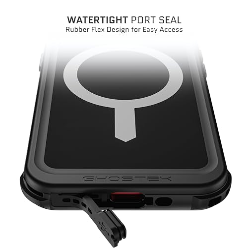 Ghostek Nautical iPhone 15 Waterproof Case with Holster Clip - Screen & Camera Protector, MagSafe Compatible, Heavy Duty Protection (6.1 Inch, Black) - color: Black, size: iPhone 15