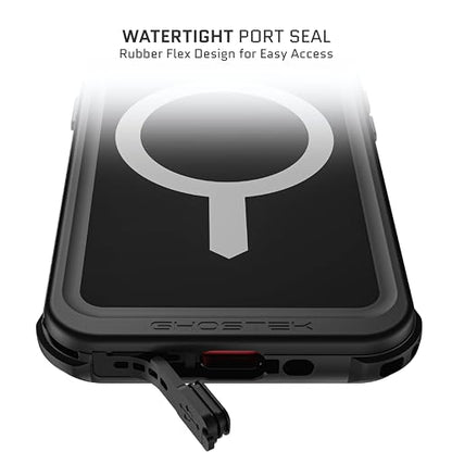 Ghostek Nautical iPhone 15 Waterproof Case with Holster Clip - Screen & Camera Protector, MagSafe Compatible, Heavy Duty Protection (6.1 Inch, Black) - color: Black, size: iPhone 15