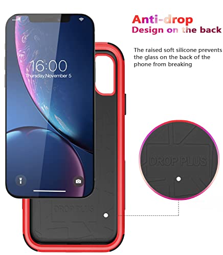 Diverbox for iPhone Xr Case [Shockproof] [Dropproof] [Dust-Proof],Heavy Duty Protection Phone Case Cover for Apple iPhone XR - color: Red-3in1