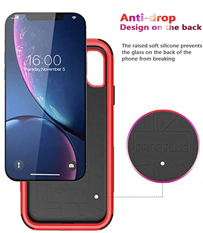 Diverbox for iPhone Xr Case [Shockproof] [Dropproof] [Dust-Proof],Heavy Duty Protection Phone Case Cover for Apple iPhone XR - color: Red-3in1