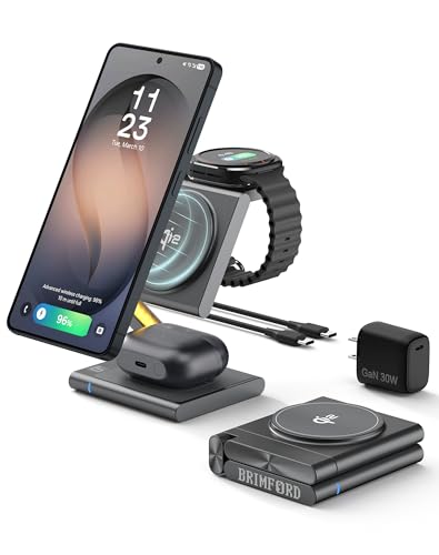 Qi2 Wireless Charging Station for Samsung Galaxy, Watch & Buds, 4 in 1 - color: Grey