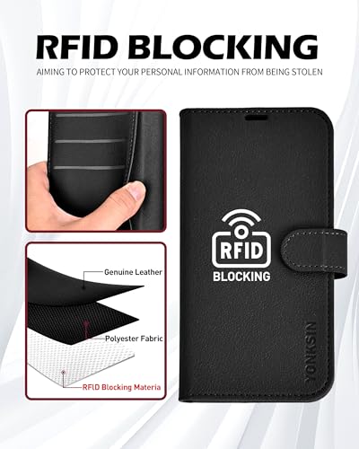 for iPhone 17 Pro Max Wallet Case, Flip Folio Phone Cover with Card Holder, RFID Blocking, Shockproof Protective Case with Kickstand, Magnetic Closure, PU Leather & TPU, Black - color: Black