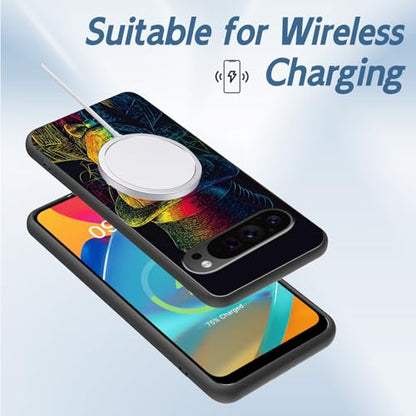 for Google Pixel 9 Pro XL Phone Case TPU Shockproof Full Body Protection Cover 6.8" Gentleman Skull for Pixel 9 Pro XL Lightweight Compatible Wireless Charging Screen Protector Film - color: Gentleman Skull
