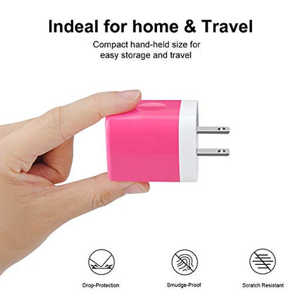 Wall Charger Adapter,USB Cubes,3Pack Universal Travel 3.1A 3 Muti Port - color: 3Pack-Rose Red
