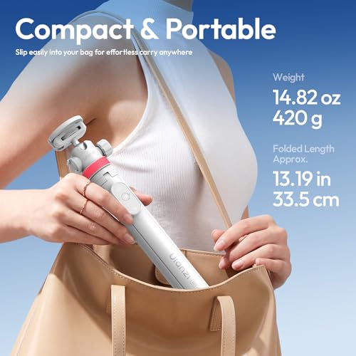 ULANZI MT44M Auto Open Magnetic Phone Tripod, 59" Selfie Stick with Remote - color: White
