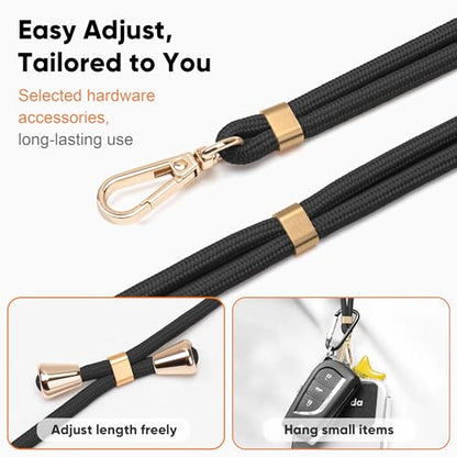 Phone Lanyard Crossbody/Neck Universal Adjustable Cell Phone Strap - color: Grey