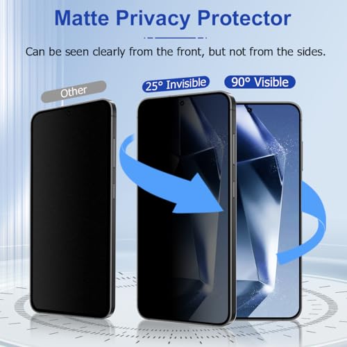 Galaxy S25 Ultra Matte Anti spy Privacy Screen Protector 2 Pack ,9H Tempered Glass,Anti-Glare Anti-Scratch, Smooth and Responsive Absolute, No Bubbles, High Definition Clear, With Installation Frame