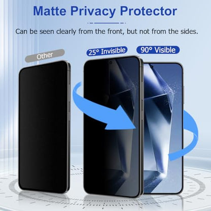 Galaxy S25 Ultra Matte Anti spy Privacy Screen Protector 2 Pack ,9H Tempered Glass,Anti-Glare Anti-Scratch, Smooth and Responsive Absolute, No Bubbles, High Definition Clear, With Installation Frame