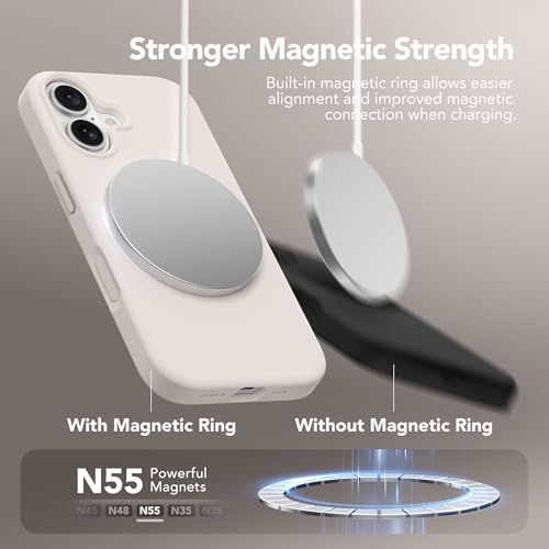 GONEZ Magnetic for iPhone 16 Case, Silicone Cover Stone - color: A-Stone, size: Iphone 16