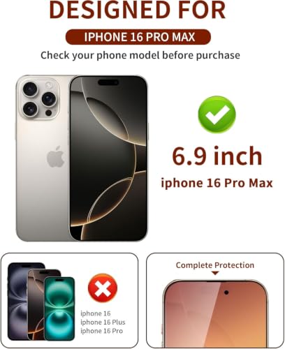 Privacy Screen Protector for iPhone 16 Pro Max 2 Pack - color: Black