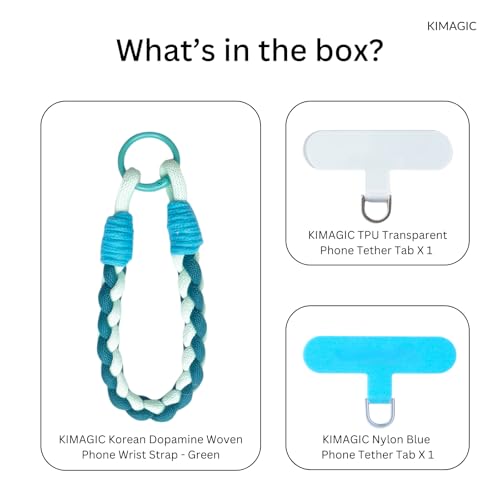 KIMAGIC Korean Dopamine Phone Wrist Strap - Handmade Thickened Phone Lanyard, Anti-Drop Hands-Free Charm - color: 01 Macaron Green