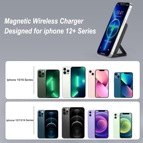 AOGUERBE Magnetic Power Bank, 10000mAh Wireless Portable Charger with Stand - color: Matte Black
