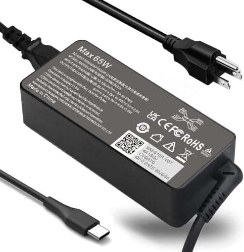 65W USB C Laptop Charger Compatible with Lenovo Thinkpad/Yoga/Chromebook, ADLX65YDC2A Replacement for Lenovo Laptop Charger