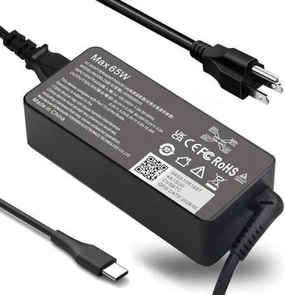 65W USB C Laptop Charger Compatible with Lenovo Thinkpad/Yoga/Chromebook, ADLX65YDC2A Replacement for Lenovo Laptop Charger
